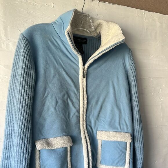 Bona Sherpa Faux Suede Jacket Baby Blue Size Small True Vintage - Picture 3 of 7